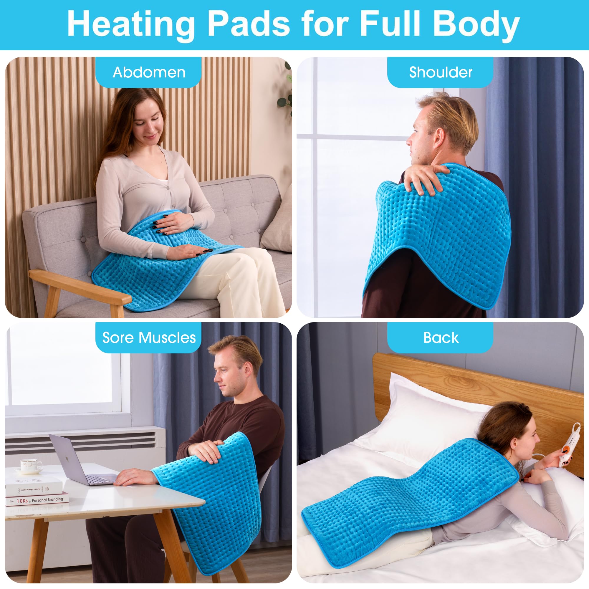 Boileau heating pad showing the 10ft controller cord for flexible use