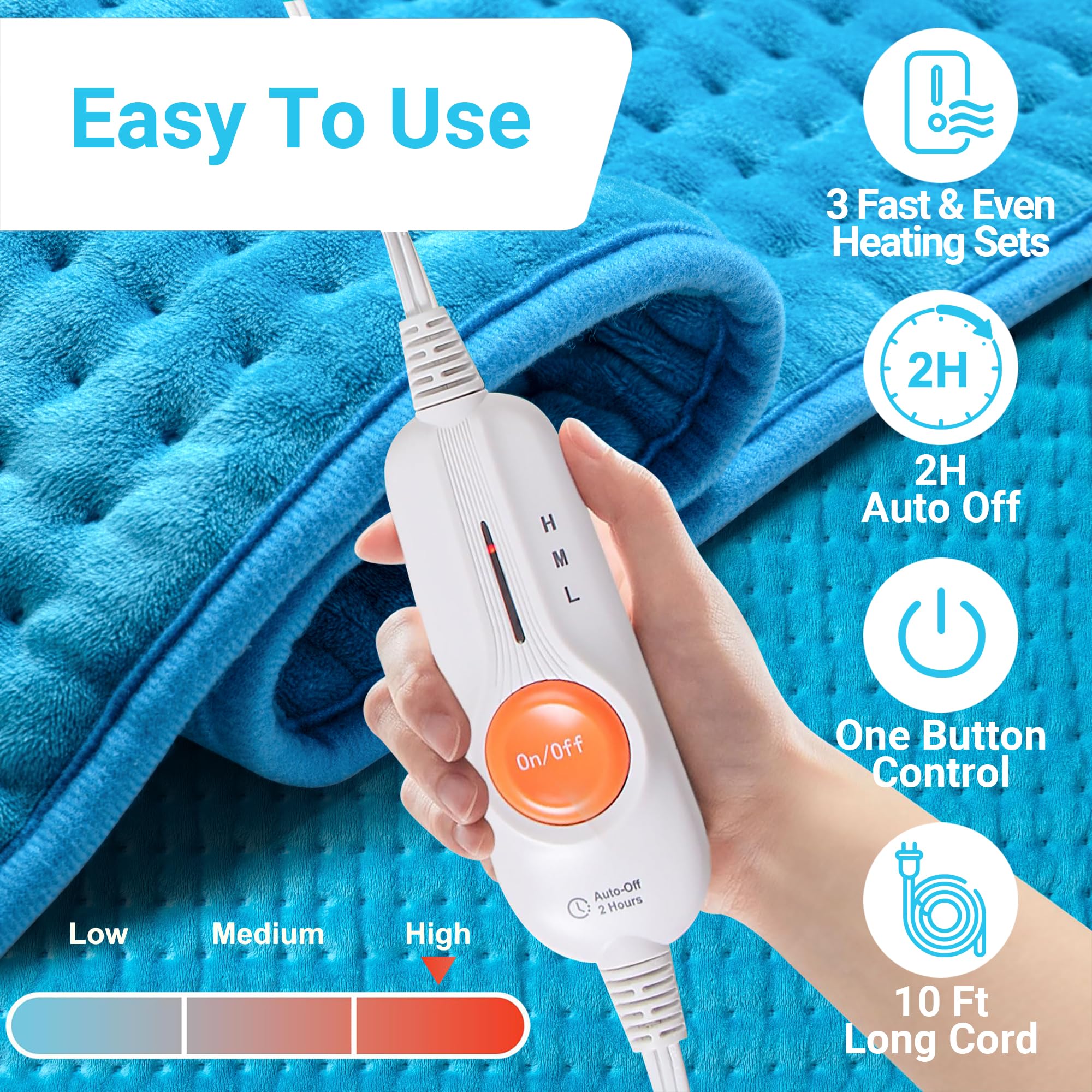 Boileau device displaying three heat settings for customizable warmth