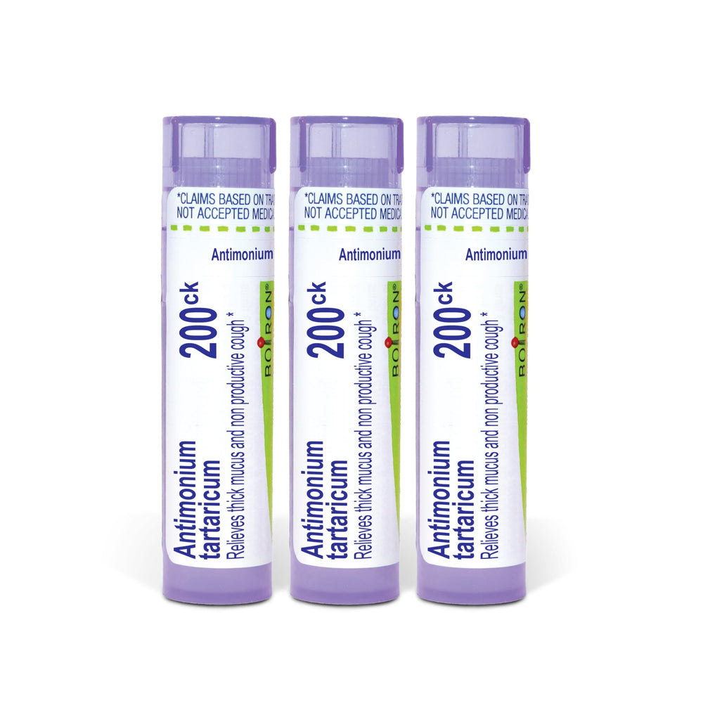 Boiron Antimonium Tartaricum 200Ck pack front view for convenient, on-the-go use