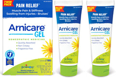 Boiron Arnicare Gel twin-pack bottles for home use.