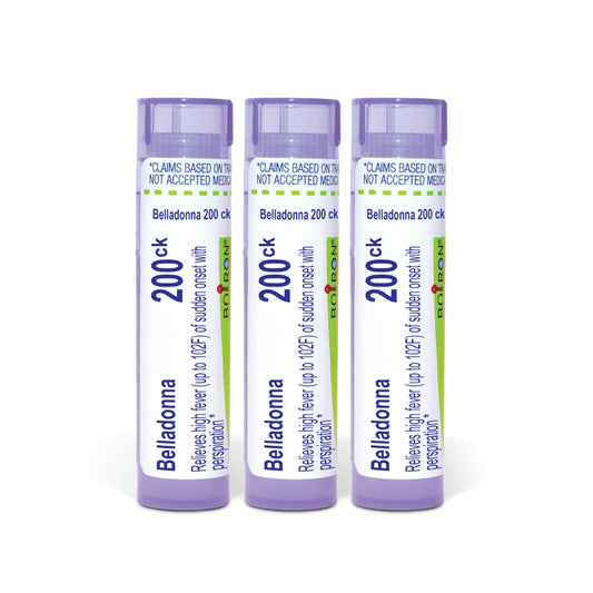 Boiron Belladonna 200CK pellets in a tube for quick, convenient dosing.