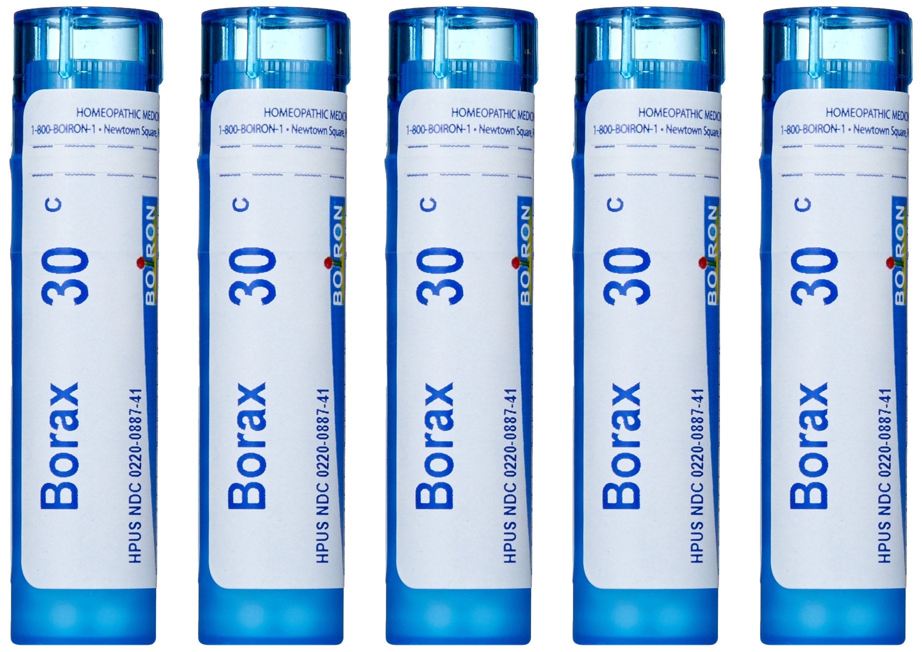 Boiron Borax 30C pellets in a tube, natural homeopathic option.