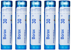 Boiron Borax 30C pellets in a tube, natural homeopathic option.