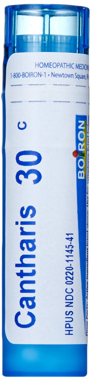 Boiron Cantharis 30C pack5 box front for on-the-go relief.