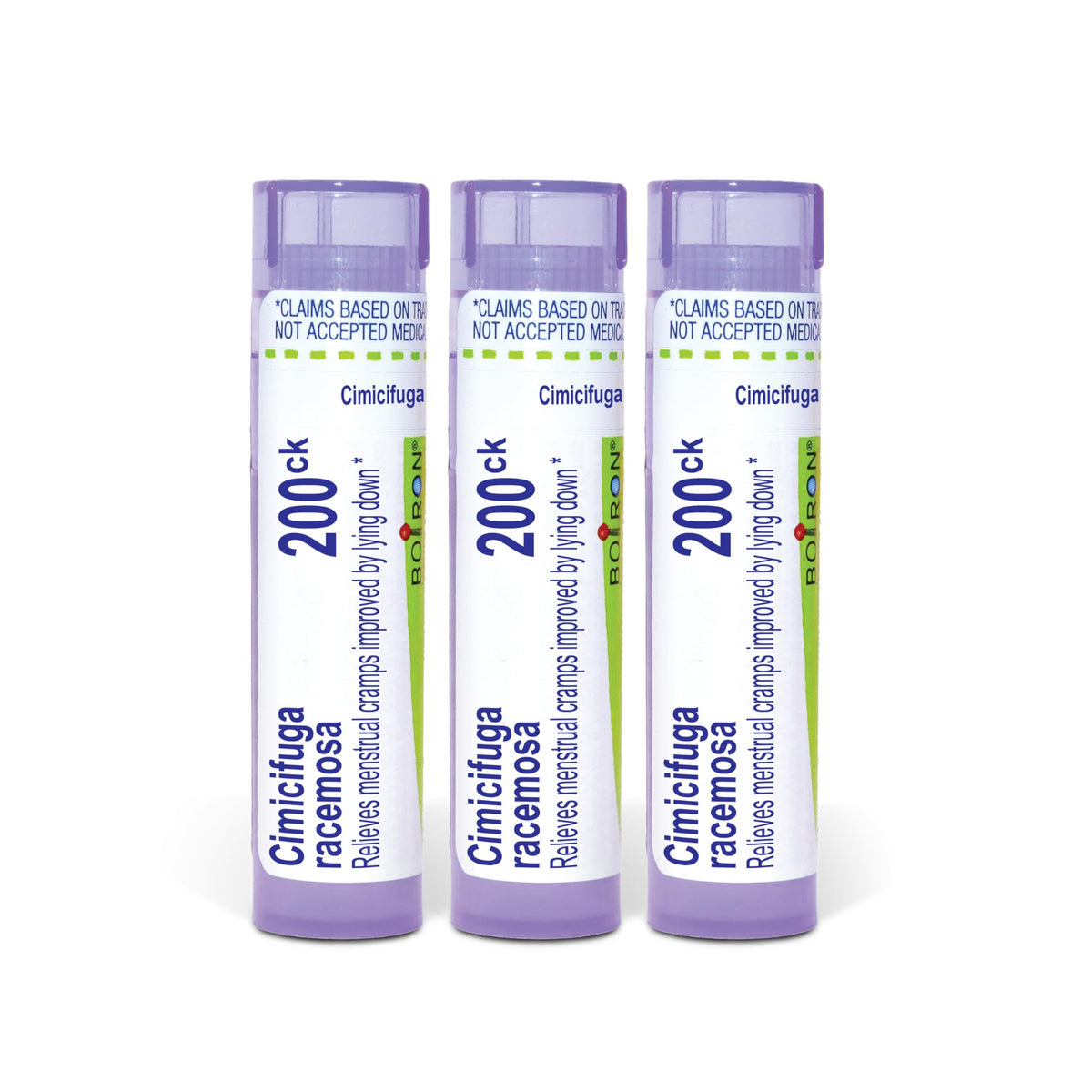 Boiron Cimicifuga Racemosa 200CK pellets in dispensing tube for on-the-go use.