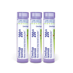 Boiron Cimicifuga Racemosa 200CK pellets in dispensing tube for on-the-go use.