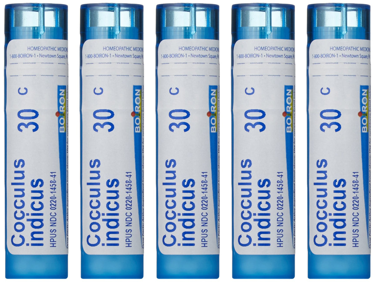 Boiron Cocculus Indicus 30C pack of 5 box offers motion relief on the go.