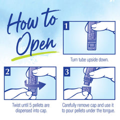 Person dispensing Boiron Cocculus Indicus pellets from a tube