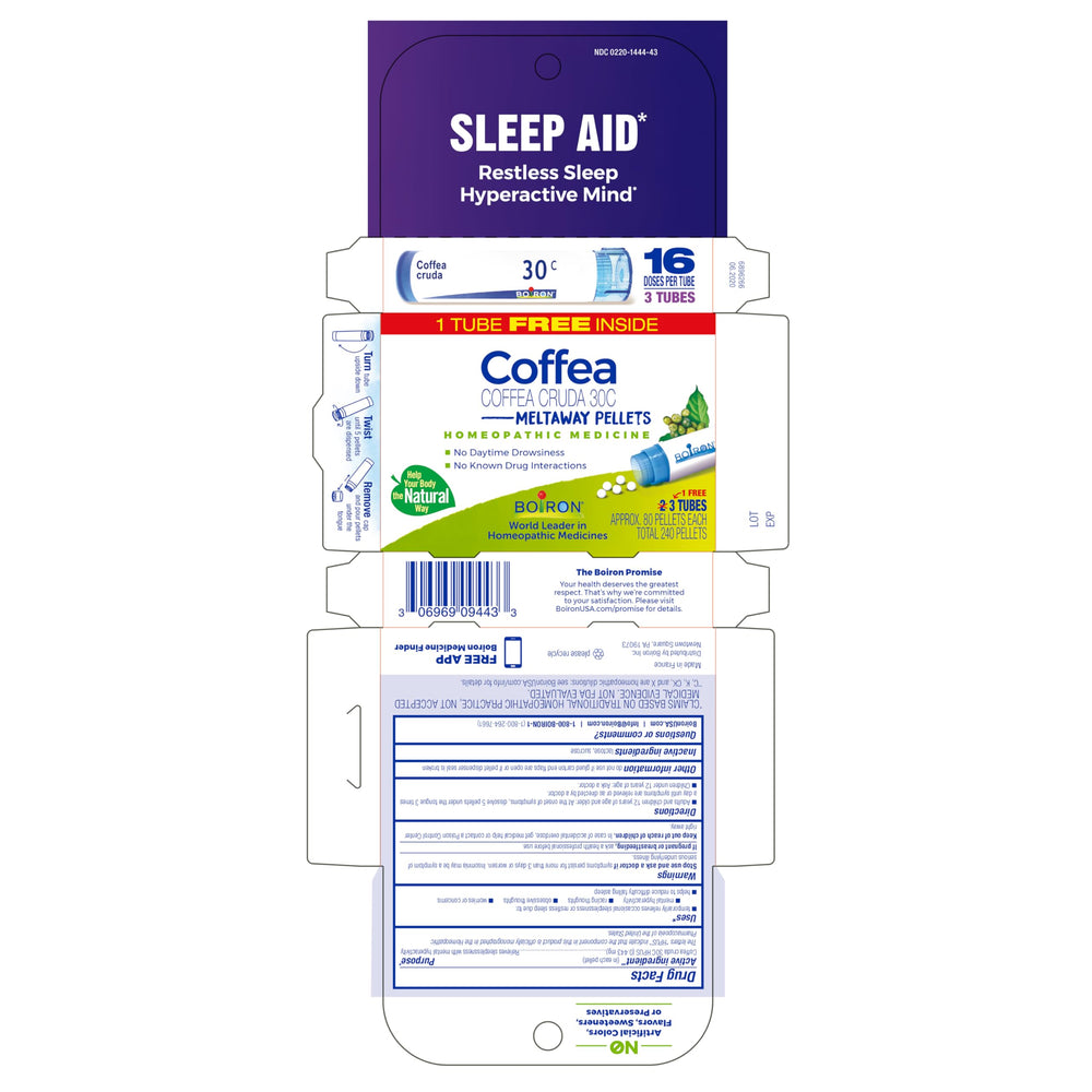 Boiron Coffea Cruda 30C melatonin-free winding-down option.