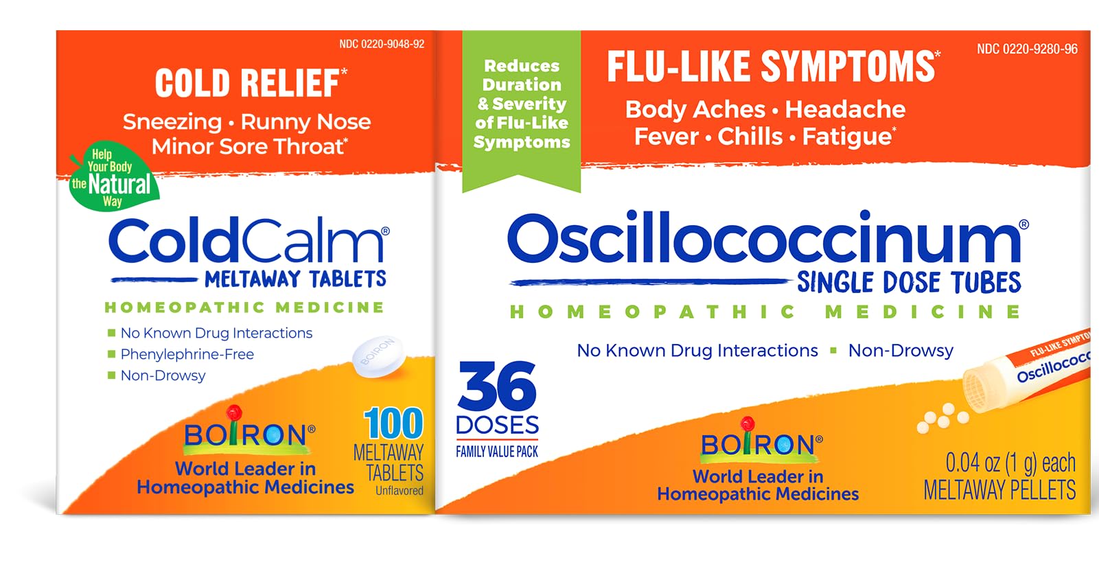 Boiron ColdCalm meltaway tablets in box for non-drowsy cold relief