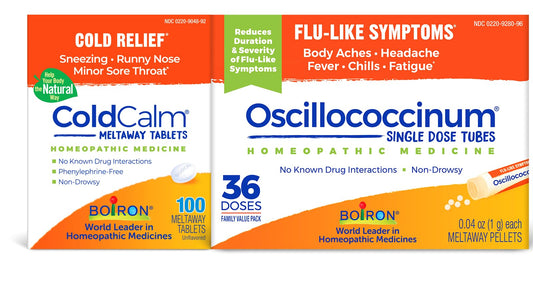 Boiron ColdCalm meltaway tablets in box for non-drowsy cold relief