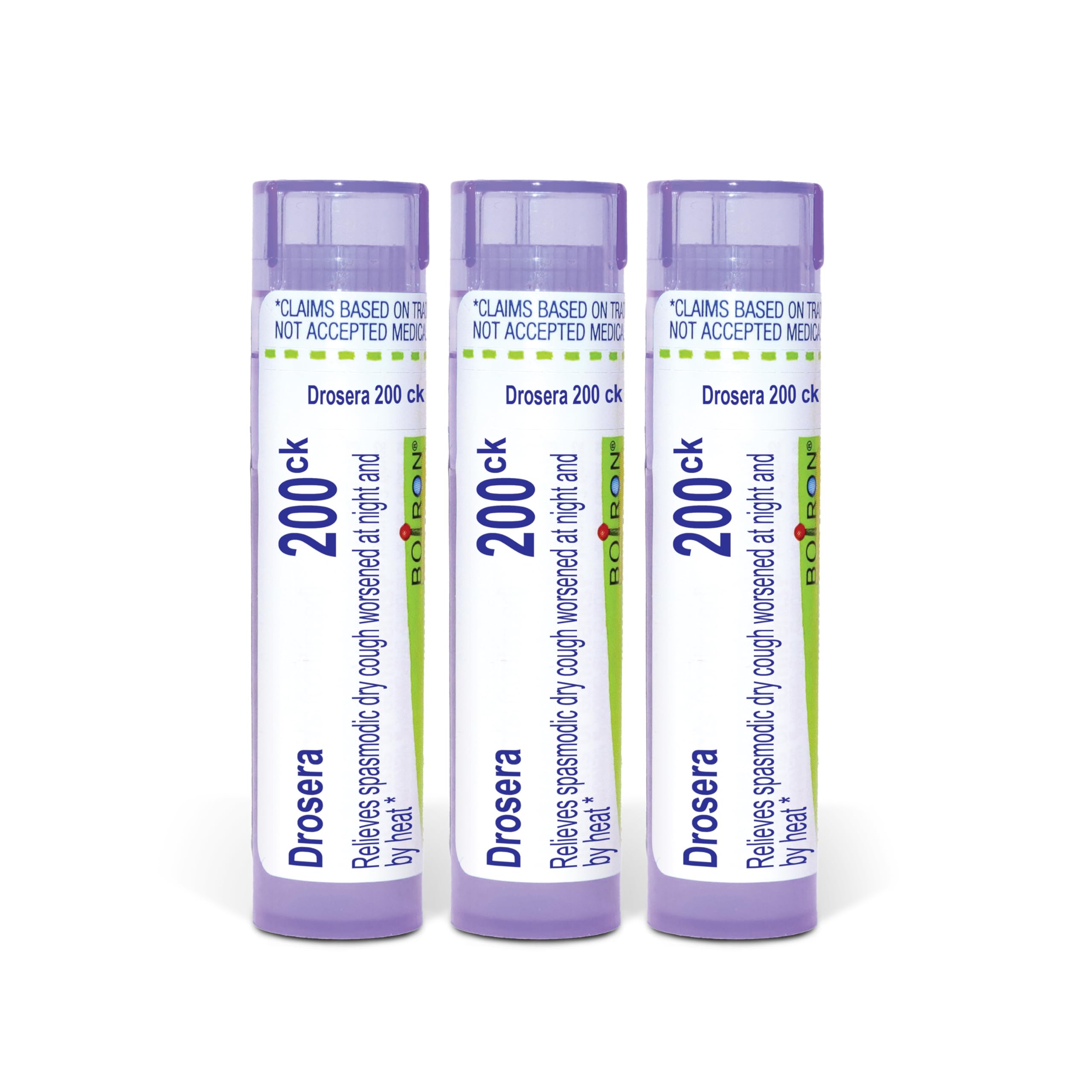 Boiron Drosera Rotundifolia 200CK bottle view for easy, on-the-go relief.