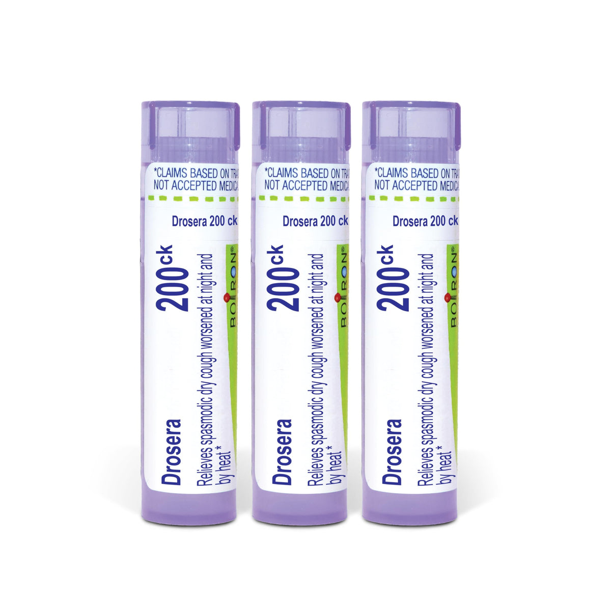 Boiron Drosera Rotundifolia 200CK bottle view for easy, on-the-go relief.