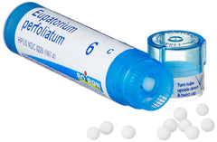 Boiron Eupatorium Perfoliatum 6C label detail highlighting natural homeopathic solution.
