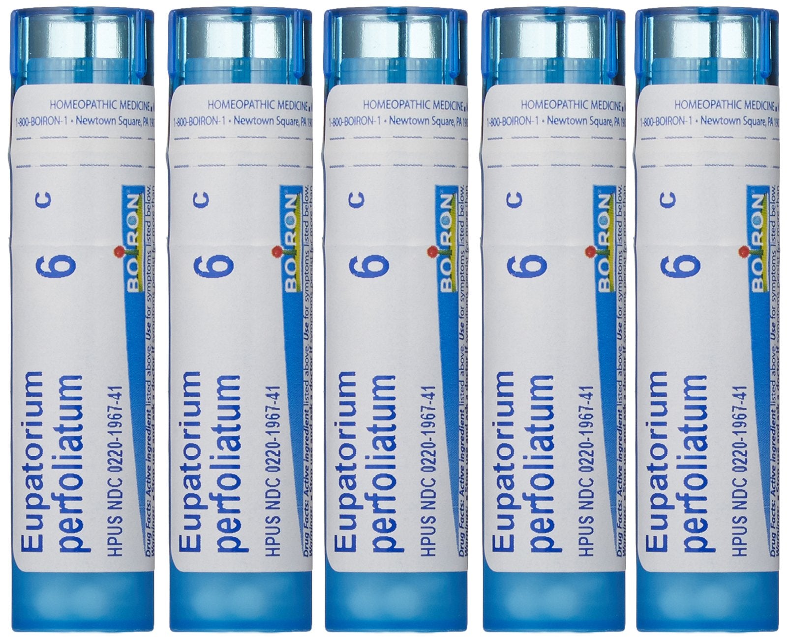 Boiron Eupatorium Perfoliatum 6C pellets in a tube for fast onset support.