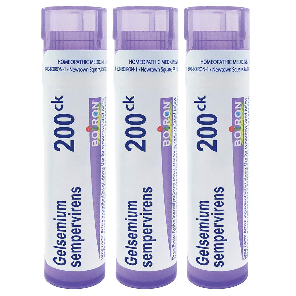 Boiron Gelsemium 200CK pellets in a tube; may help with mild apprehension.