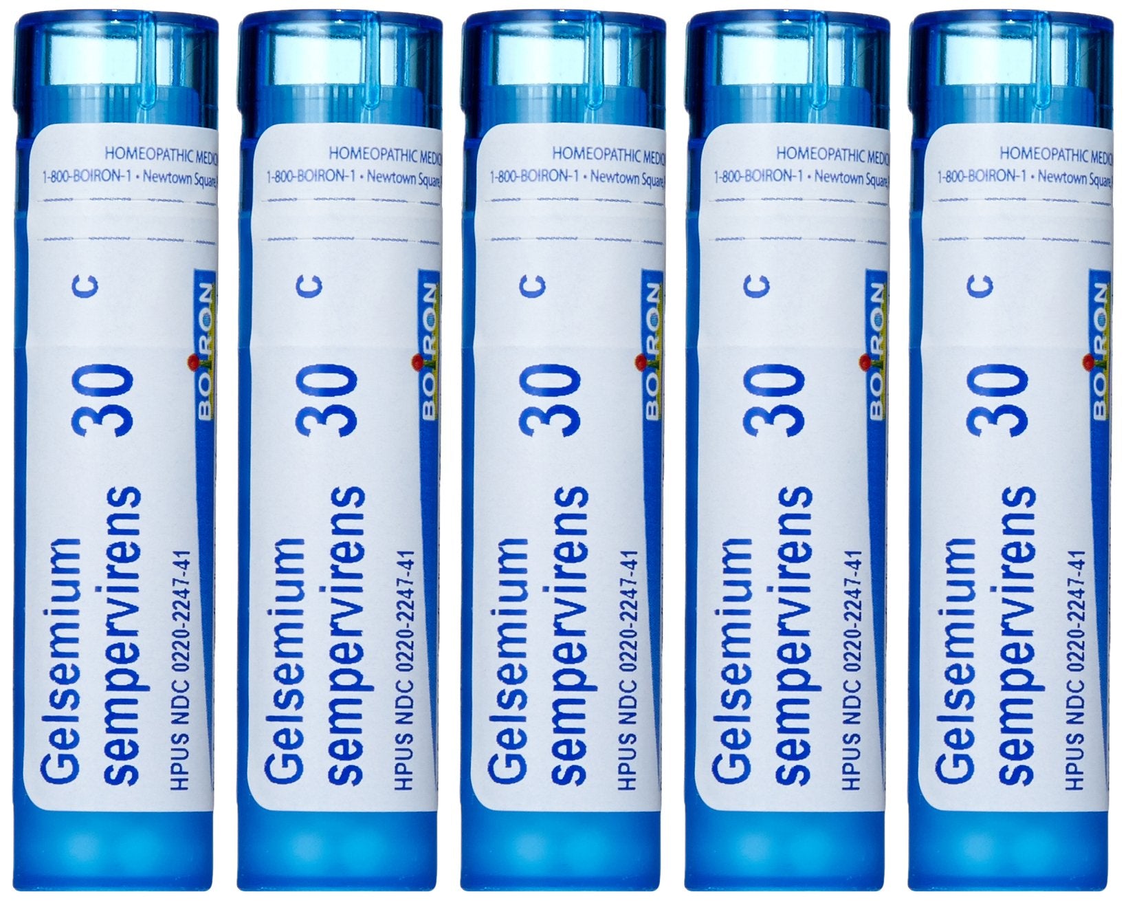 Boiron Gelsemium 30C pellets in pack of five for stage fright support