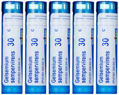 Boiron Gelsemium 30C pellets in pack of five for stage fright support