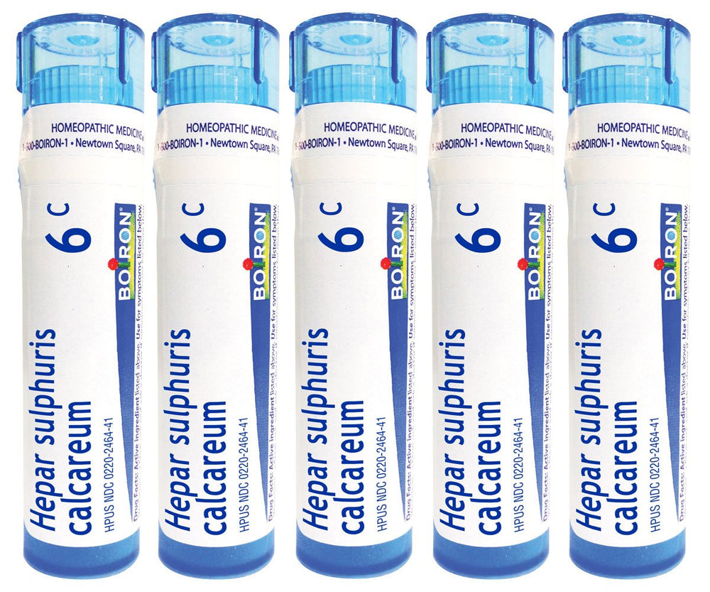 Boiron Hepar Sulphuris Calcareum 6C pellets pack for at-home cough relief