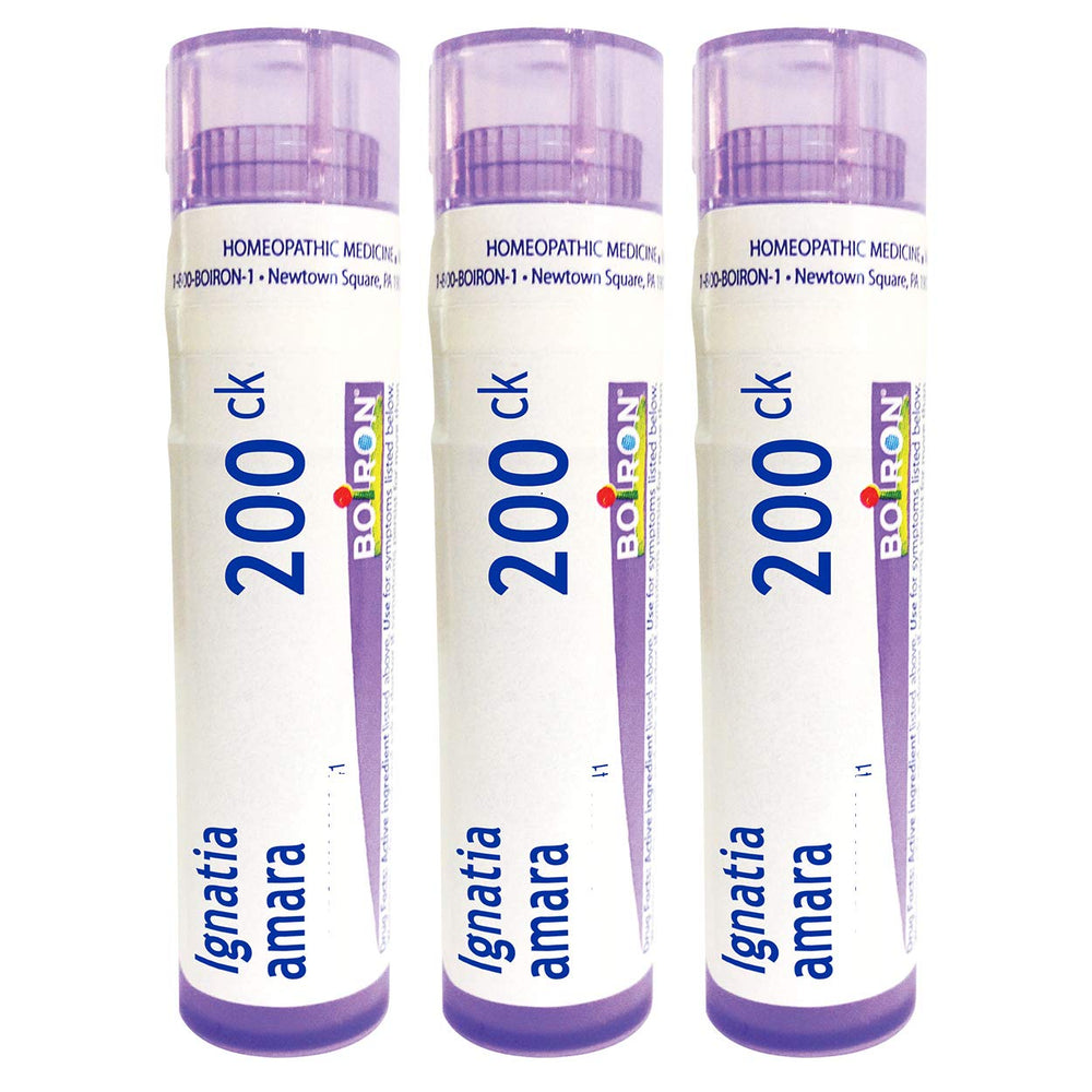 Boiron Ignatia Amara 200CK pellets in a tube for quick under-tongue use to ease apprehension