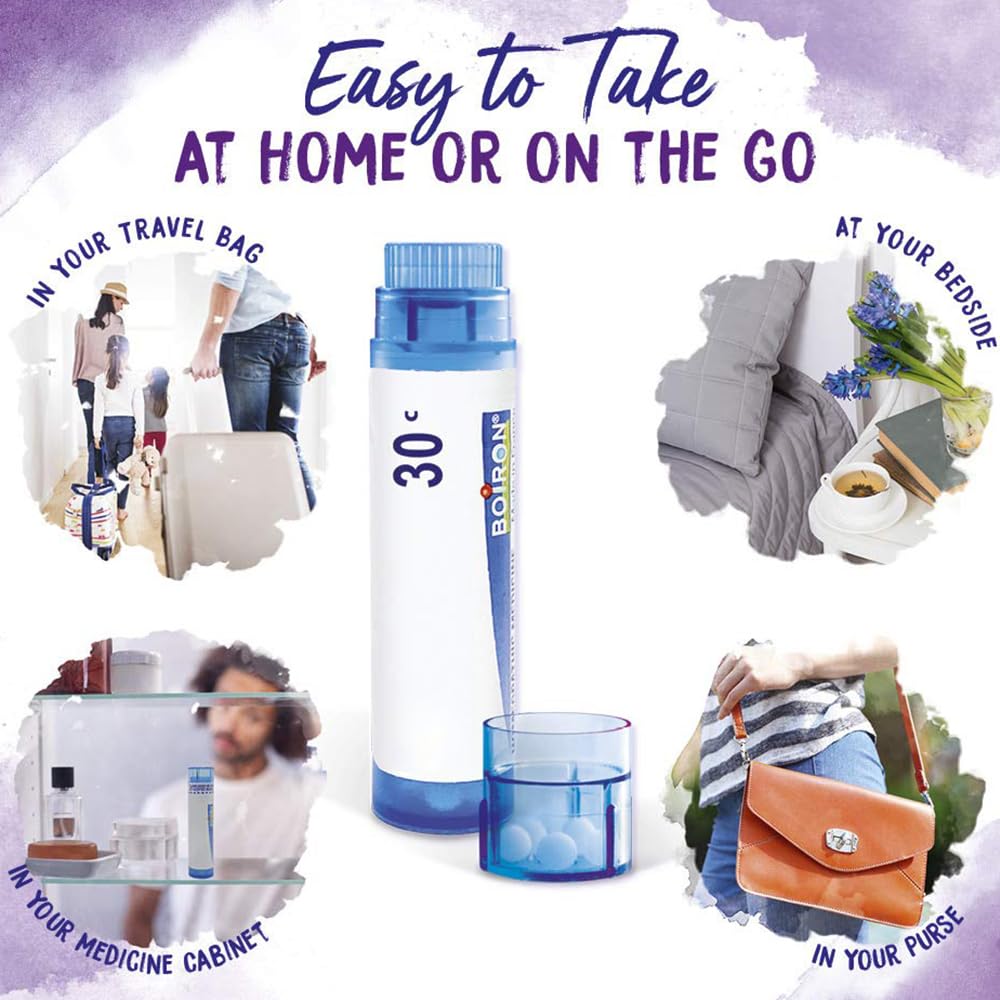 Informative Boiron pamphlet guiding what each tube helps with.