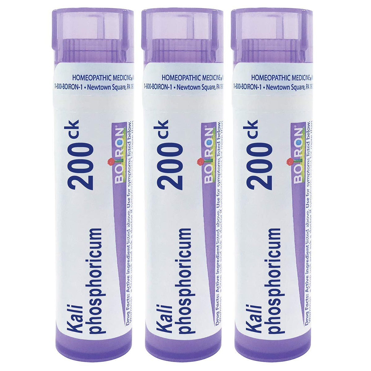 Boiron Kali Phosphoricum 200CK pellets in a tube for tension headaches from mental fatigue