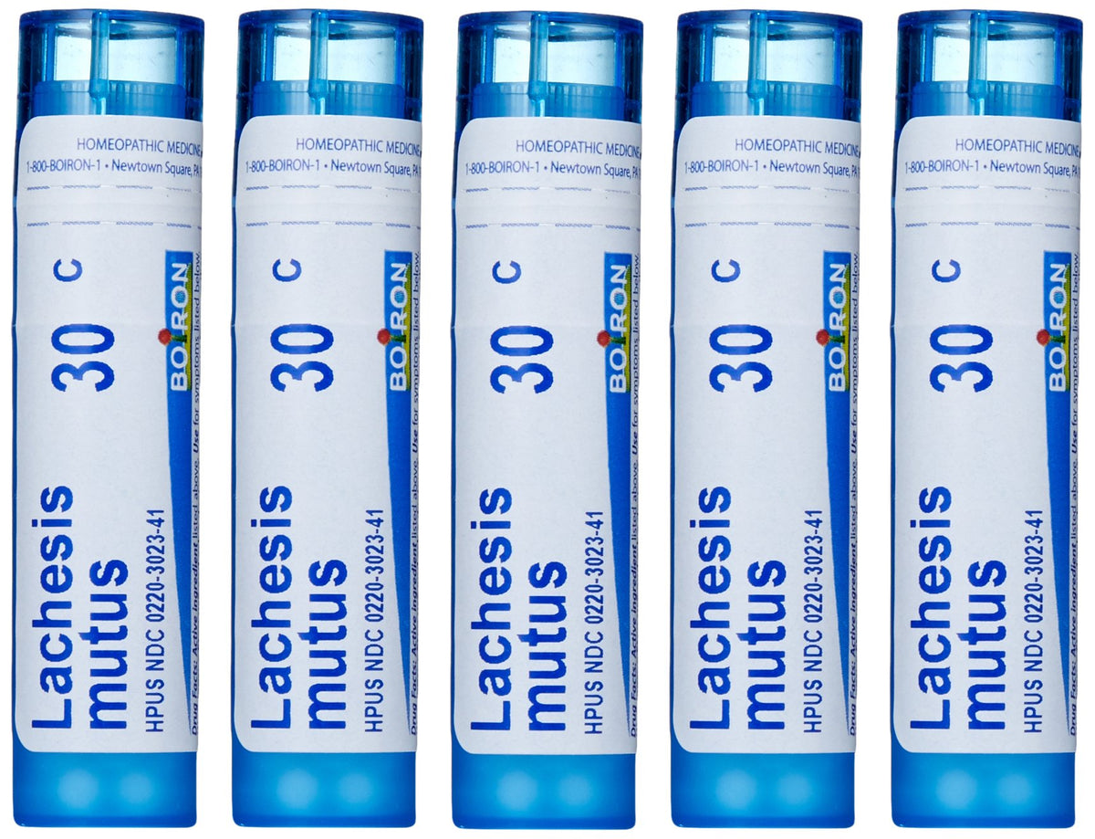 Boiron Lachesis Mutus 30C pellets pack for discreet hot flash support