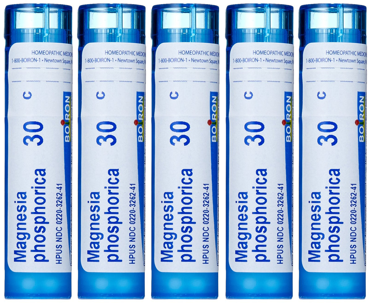 Boiron Magnesia Phosphorica 30C pellets in pack for abdominal discomfort at home