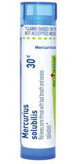 Boiron Mercurius Solubilis 30C pack of five tubes for targeted sore throat relief.