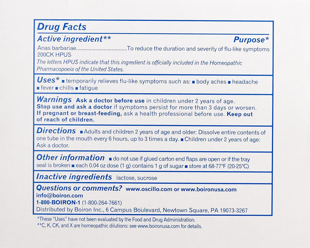 Boiron Oscillococcinum bottle shown, a compact option for on-the-go symptom support.