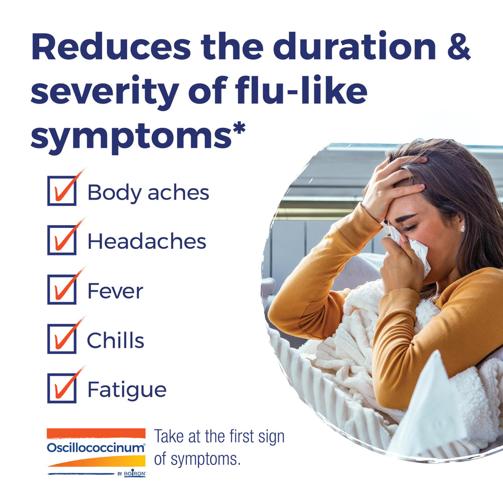 Oscillococcinum box with six doses for onset of symptoms