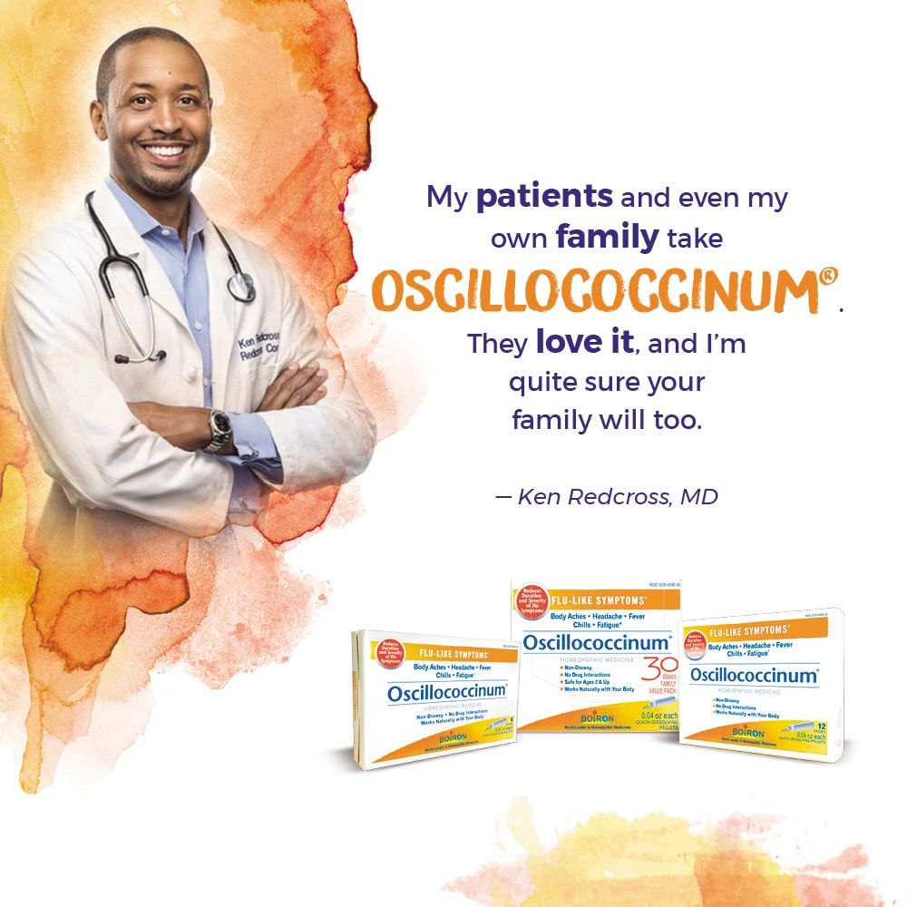 Boiron Oscillococcinum English label close-up on guidelines