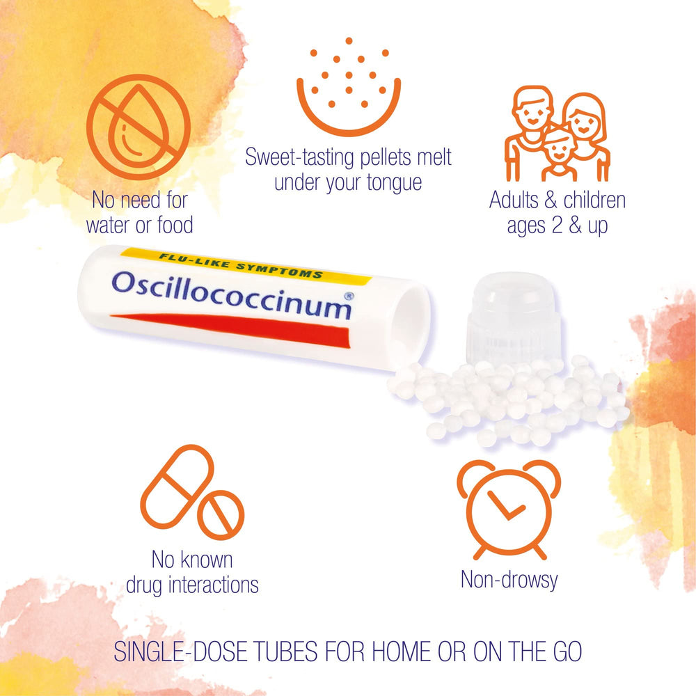 Boiron Oscillococcinum pellets dissolving under the tongue for fast absorption