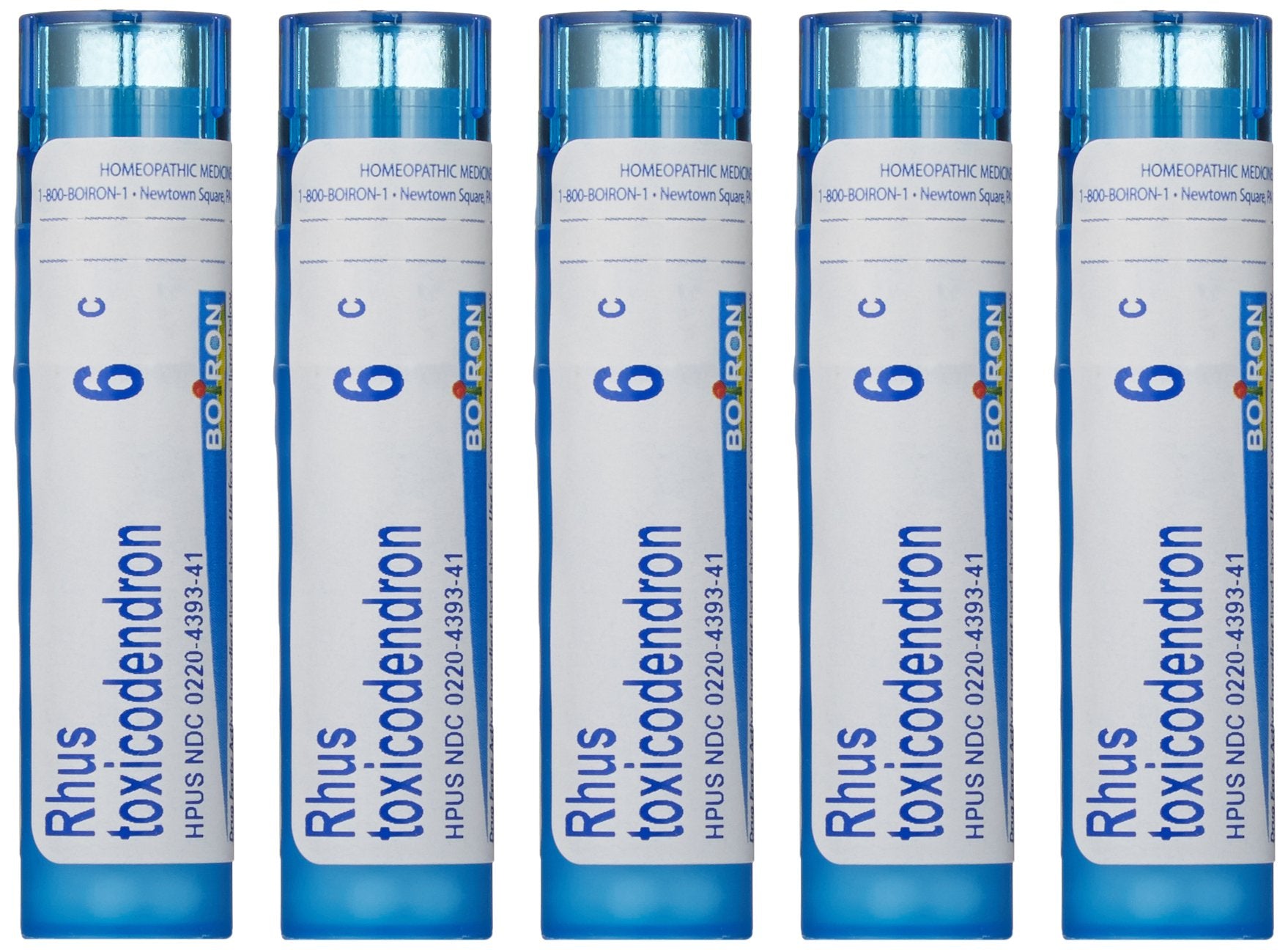 Boiron Rhus Toxicodendron 6C pellets in tubes, potential support for joint discomfort.