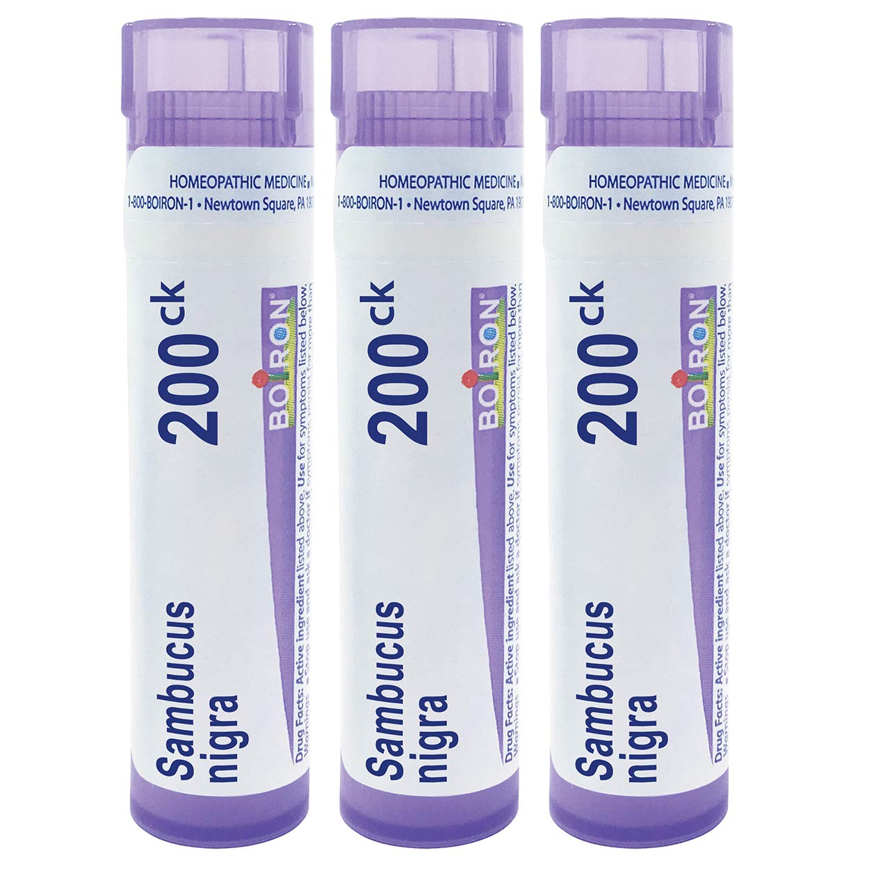 Boiron Sambucus 200CK pellets melt under the tongue for discreet use