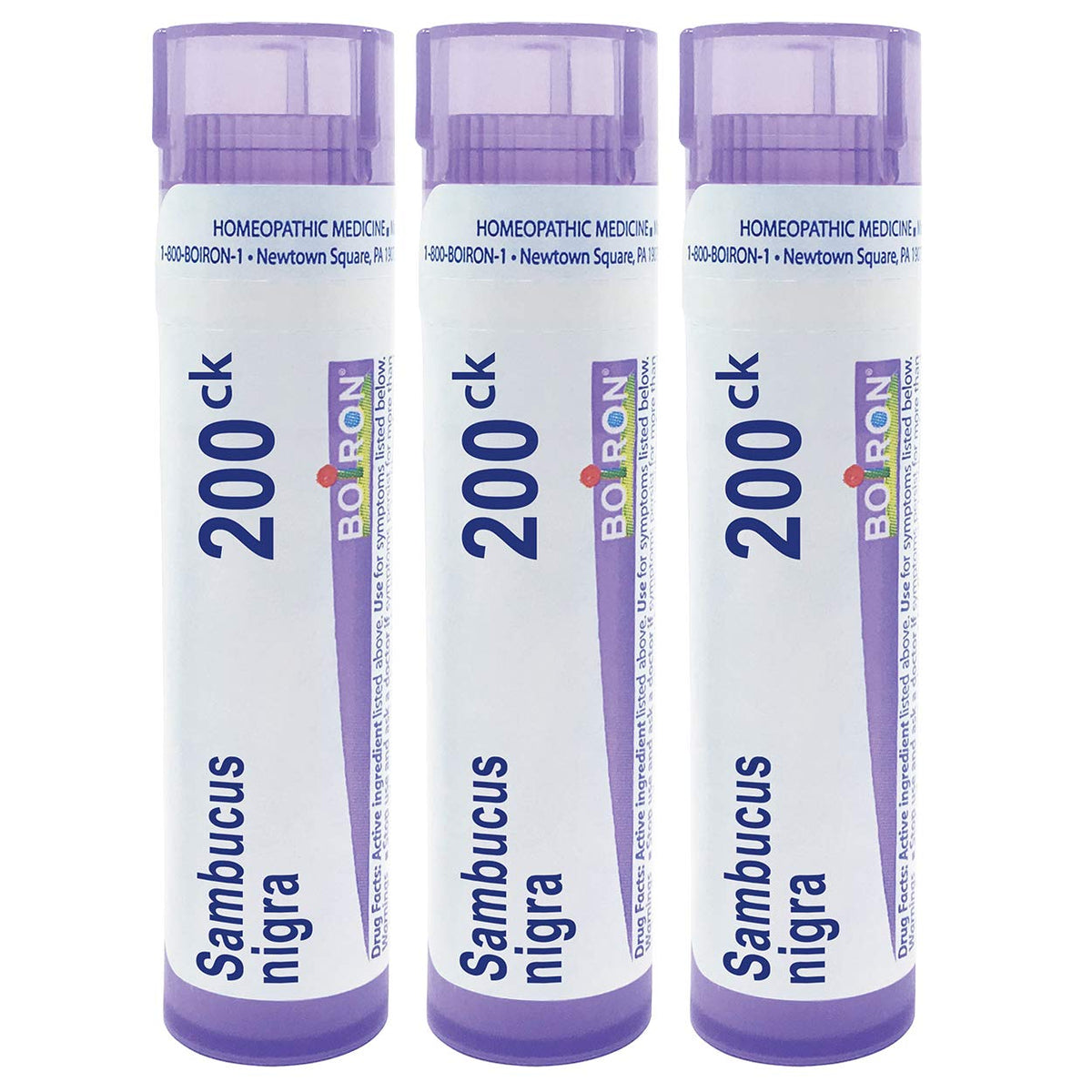 Boiron Sambucus 200CK pellets melt under the tongue for discreet use