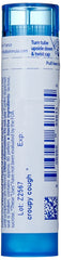 Close-up of Boiron Spongia Tosta 30C dissolving pellets for fast relief.