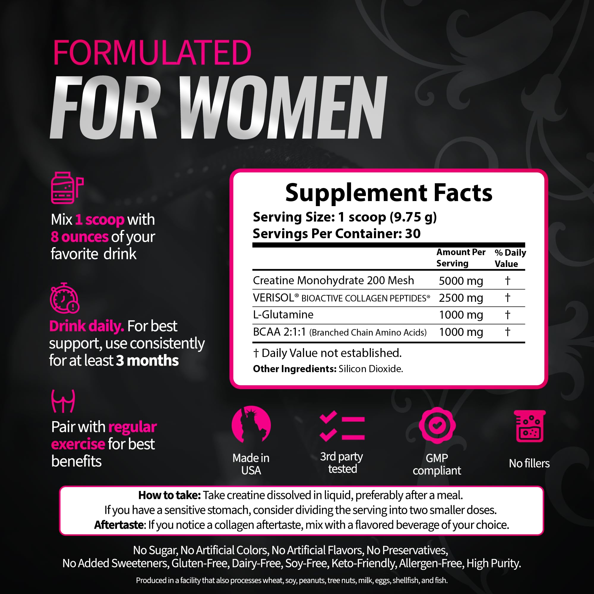 Bold Buns Creatine for Women creatine monohydrate powder supports consistent workouts.