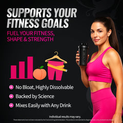 Bold Buns Creatine for Women label detail highlights collagen and BCAA benefits for beauty and recovery.