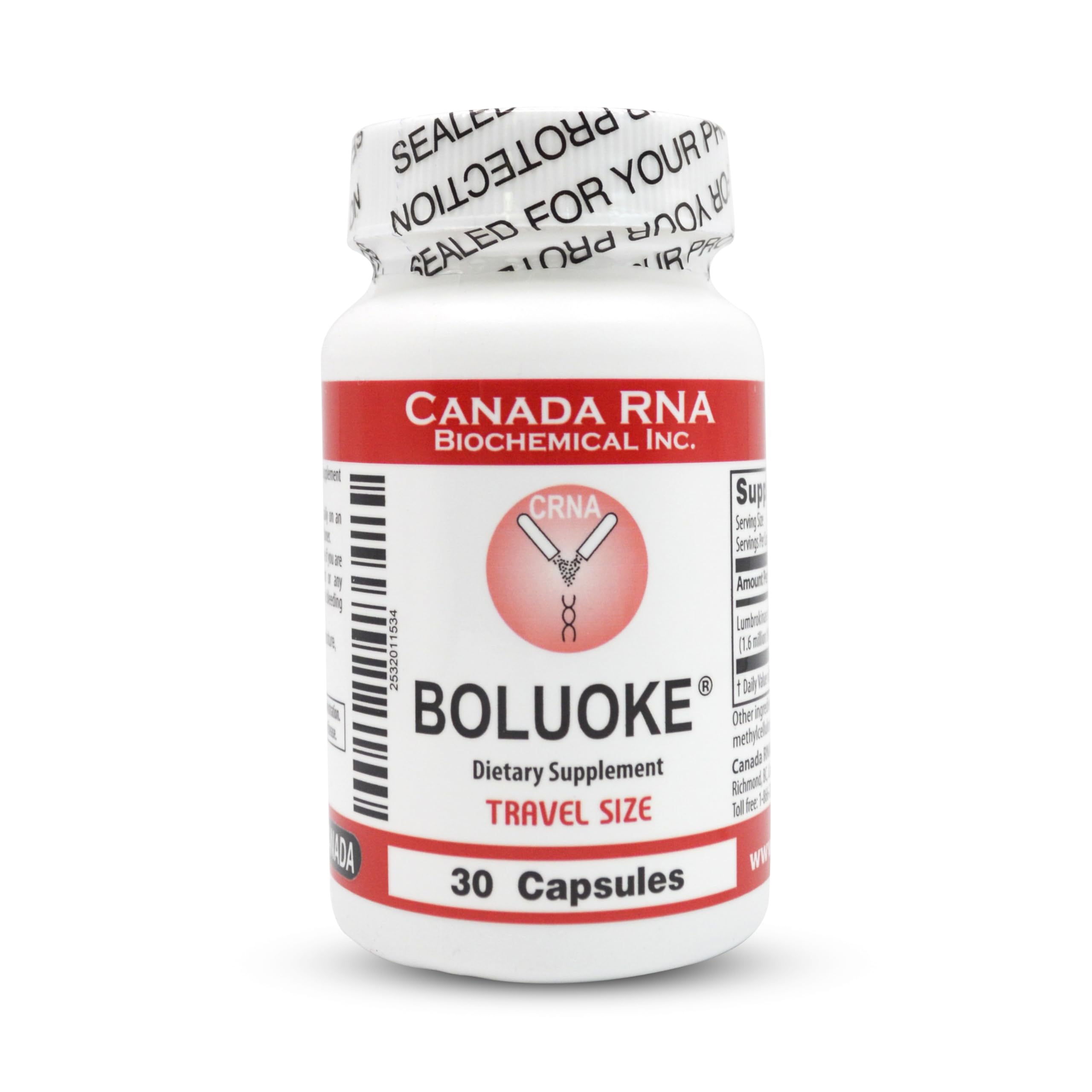 Boluoke Canada RNA capsules bottle showcasing circulatory health potential.