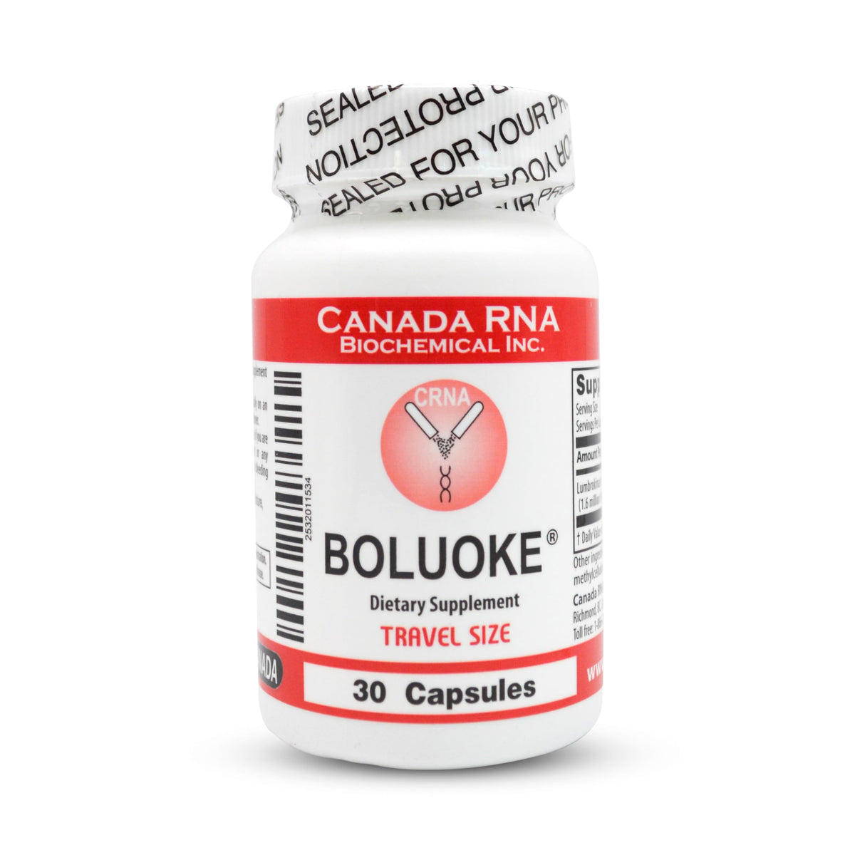 Boluoke Canada RNA capsules bottle showcasing circulatory health potential.