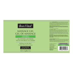 Close-up of Bon Vital' Naturale Massage Gel texture highlighting lightweight glide.