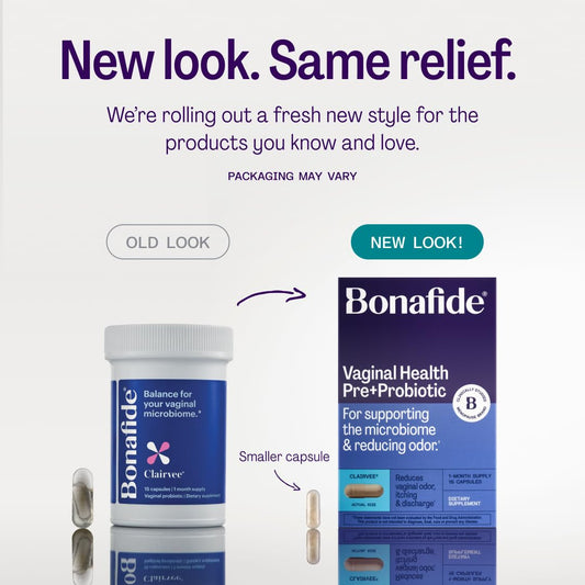 Bonafide Clairvee bottle side view showing compact packaging for daily routines.