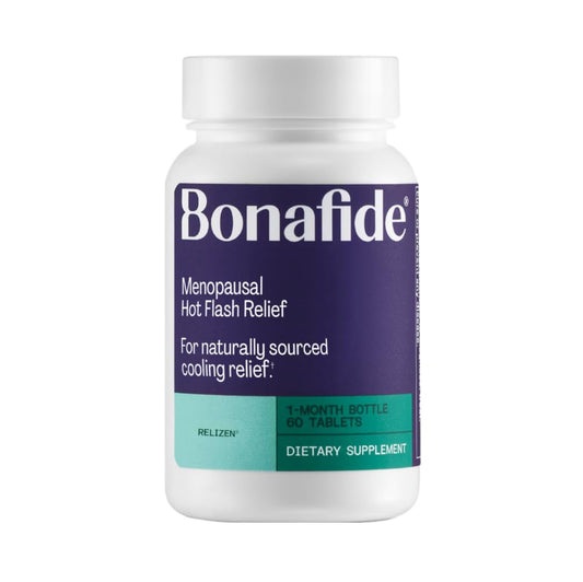 Bonafide Relizen bottle close-up showing compact packaging for on-the-go relief.