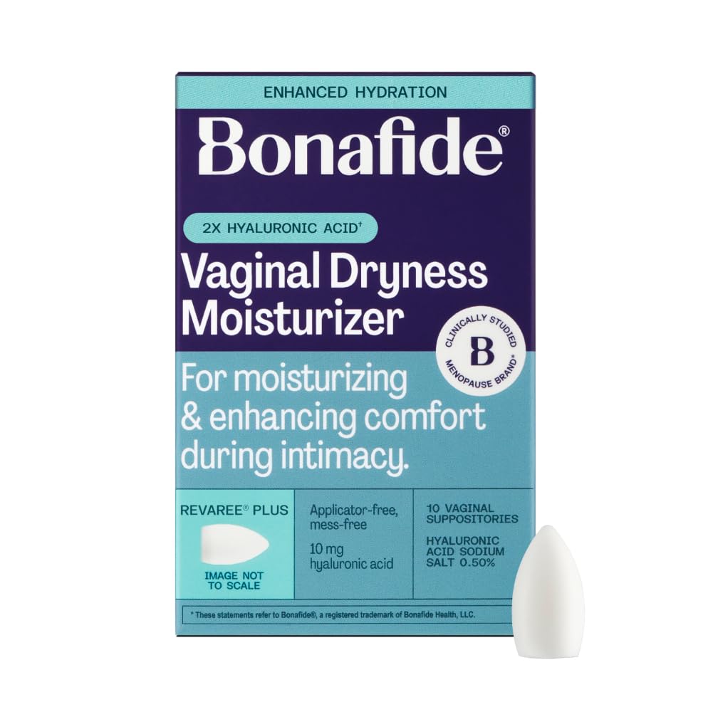 Bonafide Revaree Plus bottle front for daily vaginal moisture relief.