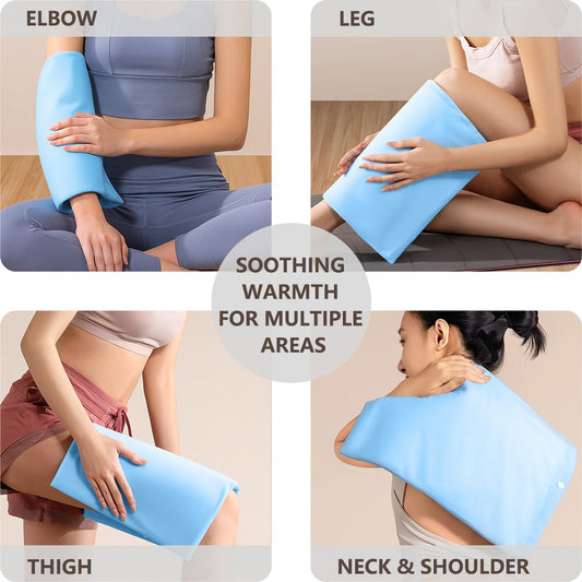 Boncare Stay-On heating pad focused on neck for targeted comfort at desk.