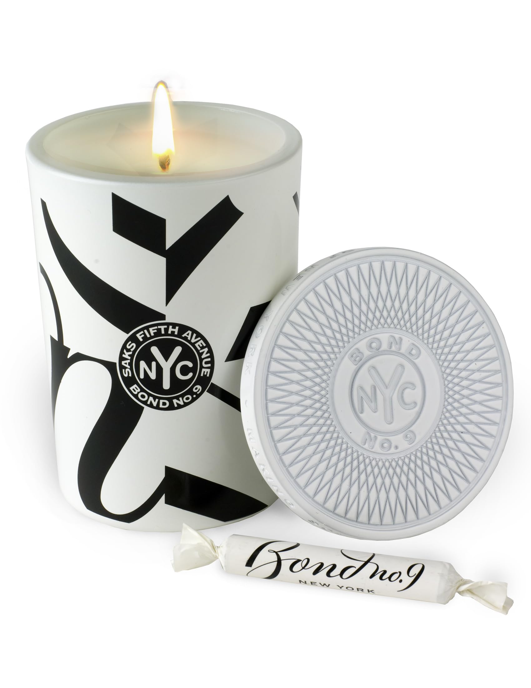 Bond No. 9 Saks Fifth Avenue for Her scented candle packaging showing luxury branding.