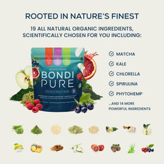 Bondi Pure alkalizing super greens close-up for daily vitality