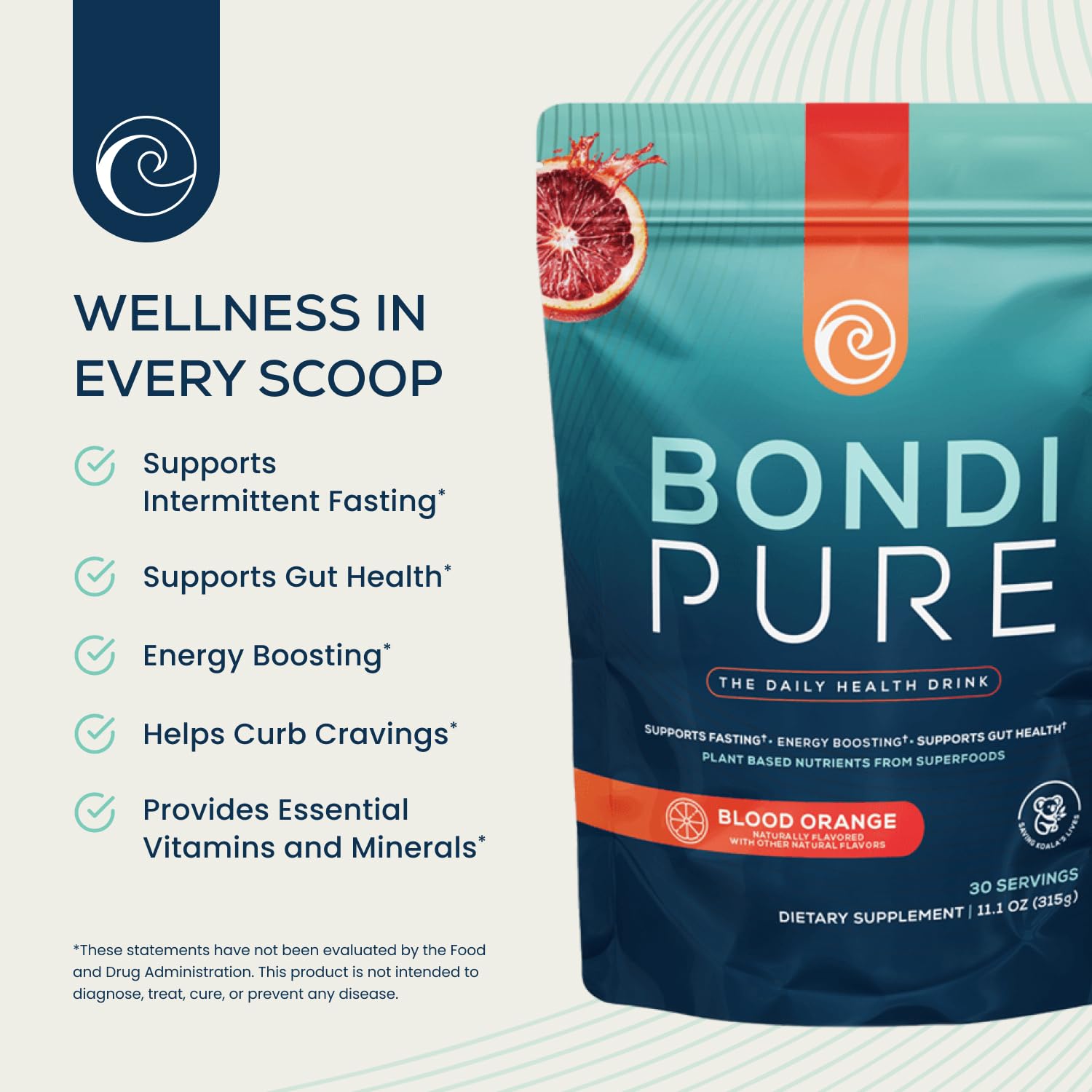 Bondi Pure Blood Orange bottle pour for quick mixing on the go