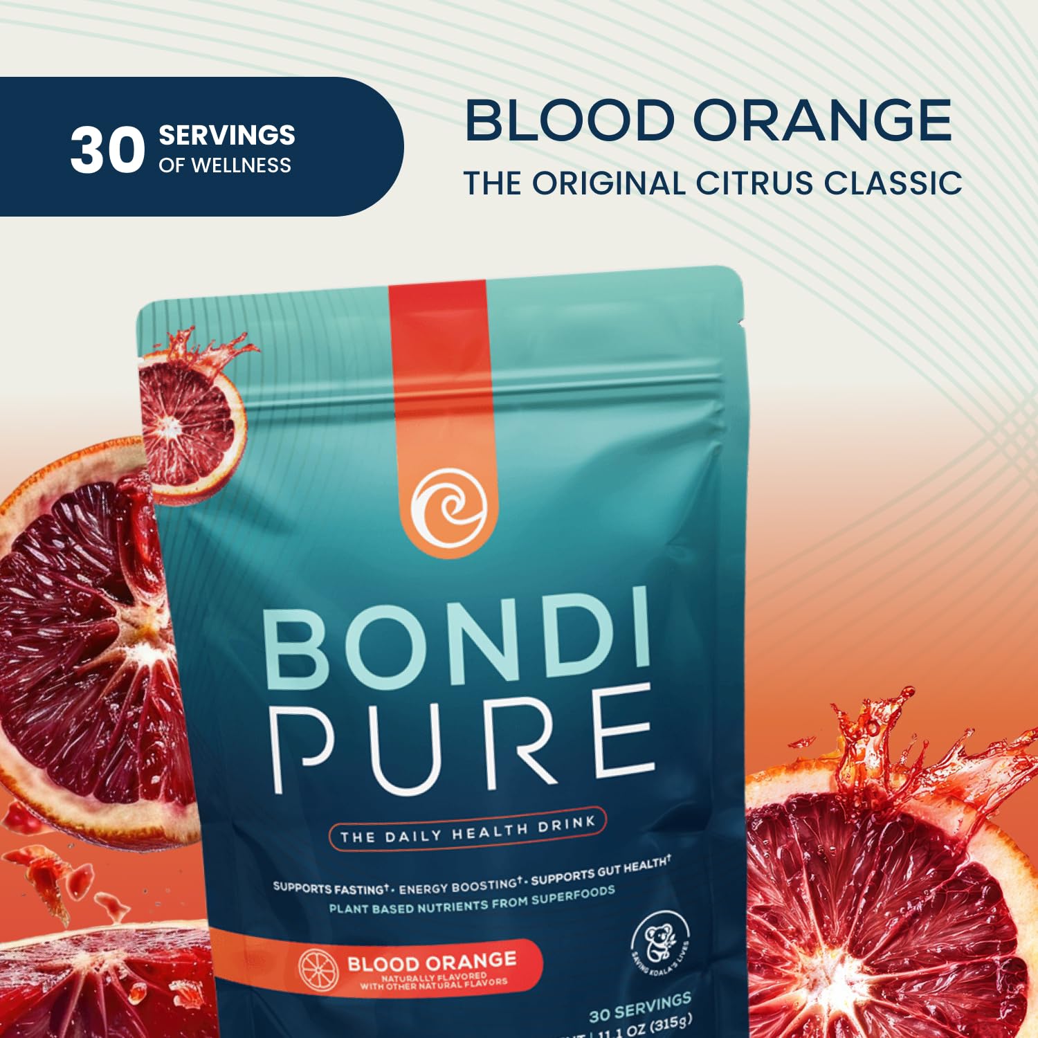 Bondi Pure raw ingredients closeup featuring greens and fibers